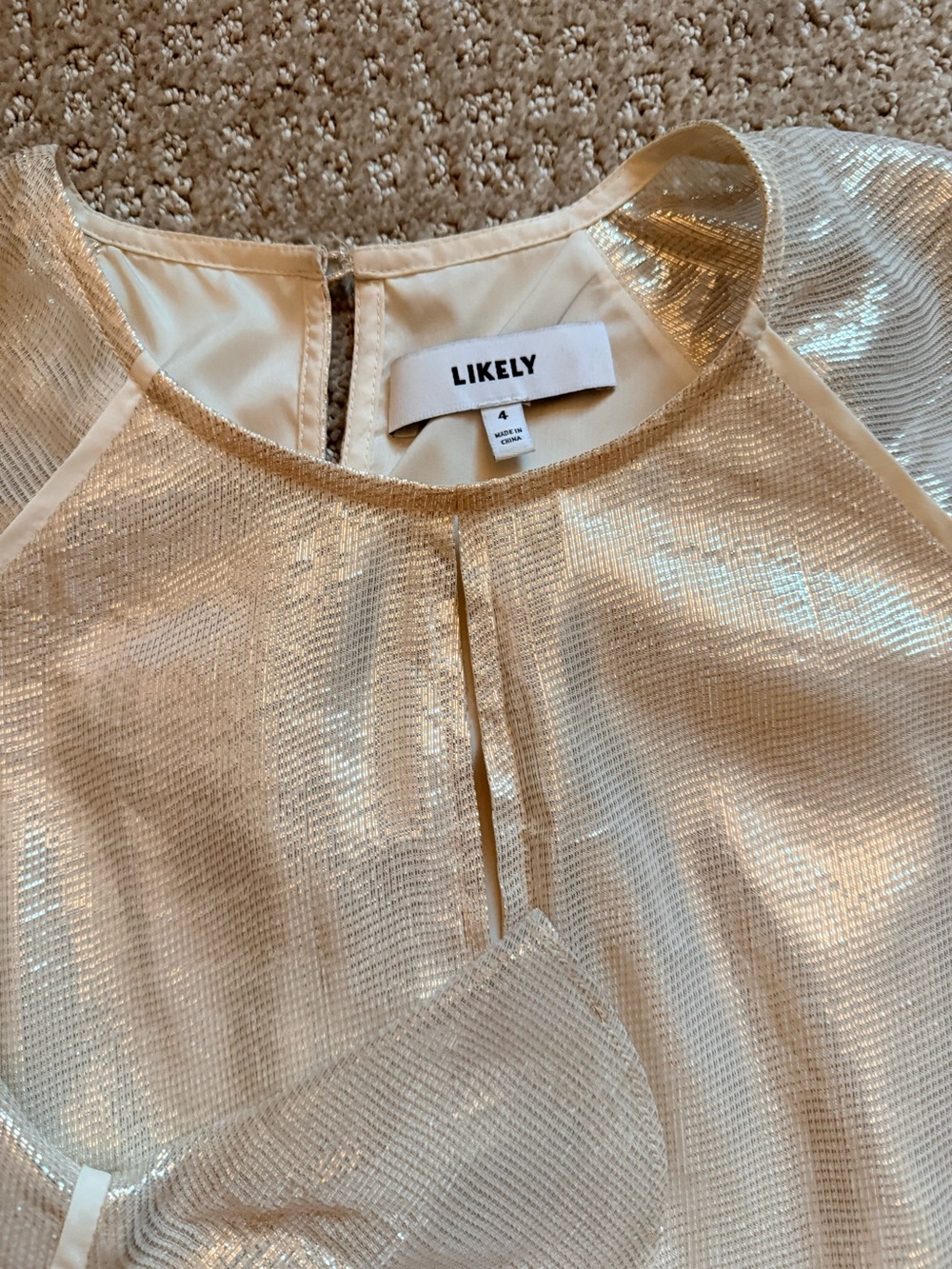 Likely Metallic Cream Ruffle Hem Top - Picture 2 of 5